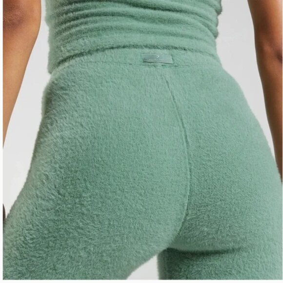 Gymshark x Whitney Simmons Eyelash Knit Shorts Women's Med Green Fuzzy Athletic - Picture 4 of 15